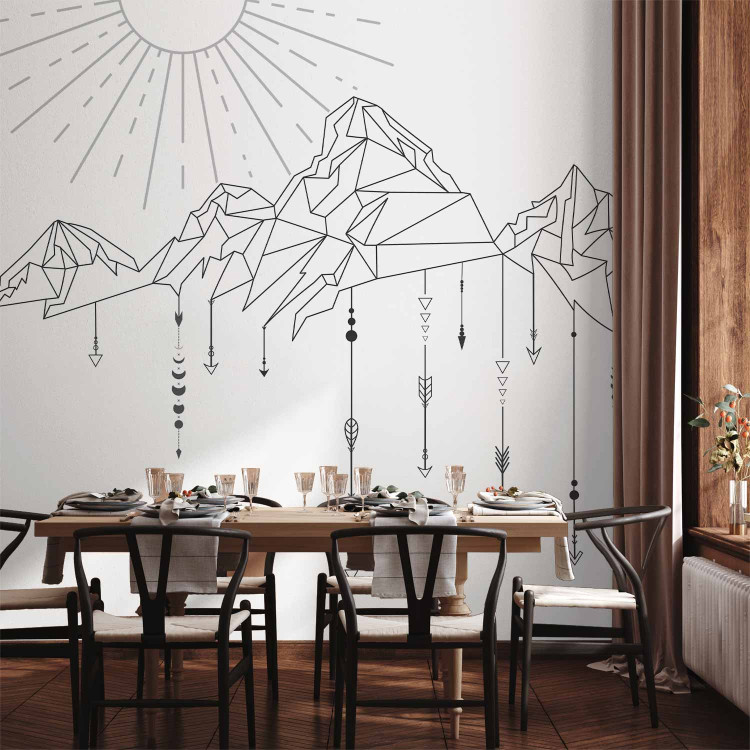 Wall Mural Outline of a Mountain Range - Minimalist Depiction of Mountains in Boho Style 151264 additionalImage 4