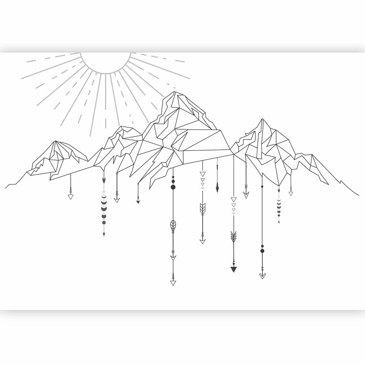 Wall Mural Outline of a Mountain Range - Minimalist Depiction of Mountains in Boho Style 151264 additionalImage 1