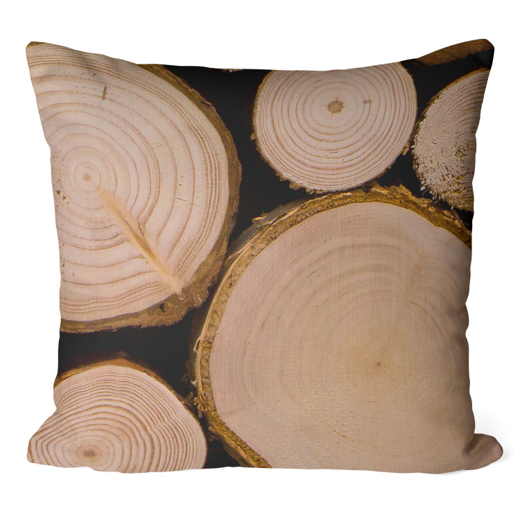 Decorative Microfiber Pillow Wood Grain - Rustic Composition With Cross-Section of Tree Trunks 151364