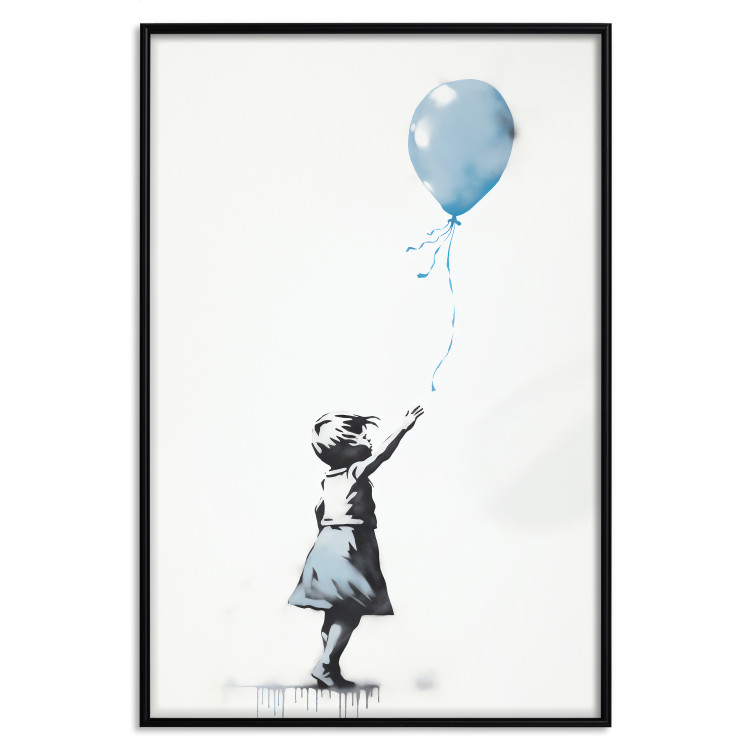 Wall Poster Blue Balloon - A Child’s Figure on Banksy-Style Graffiti 151764 additionalImage 17
