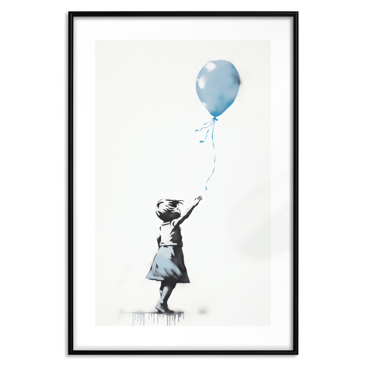Wall Poster Blue Balloon - A Child’s Figure on Banksy-Style Graffiti 151764 additionalImage 21