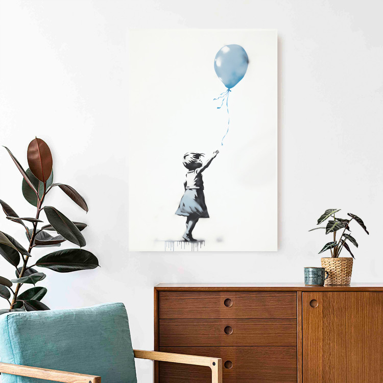 Wall Poster Blue Balloon - A Child’s Figure on Banksy-Style Graffiti 151764 additionalImage 11