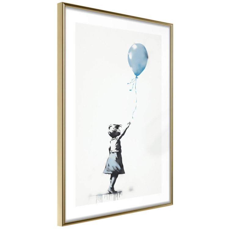 Wall Poster Blue Balloon - A Child’s Figure on Banksy-Style Graffiti 151764 additionalImage 7