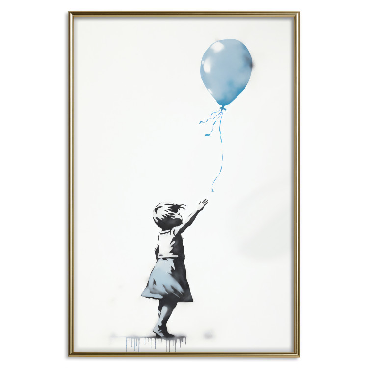 Wall Poster Blue Balloon - A Child’s Figure on Banksy-Style Graffiti 151764 additionalImage 26