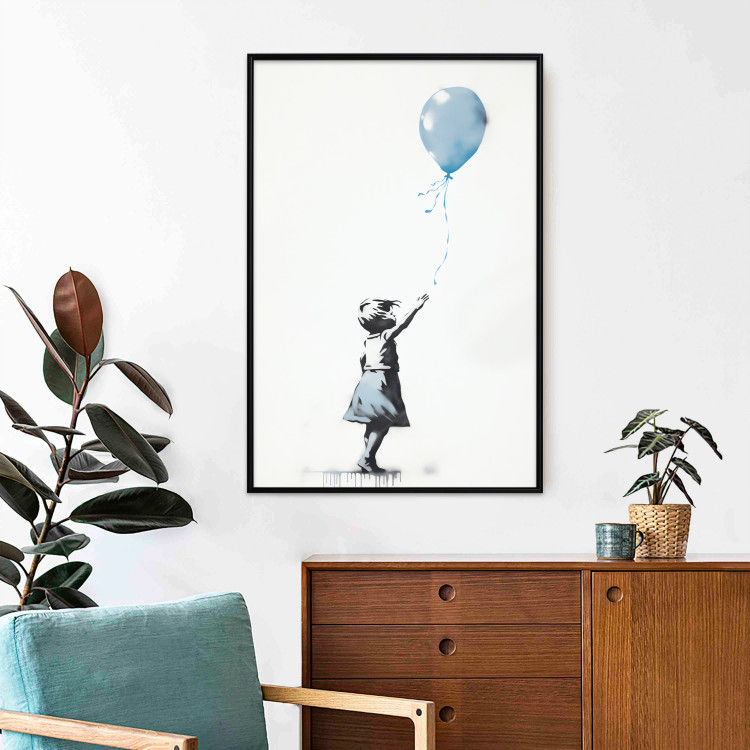 Wall Poster Blue Balloon - A Child’s Figure on Banksy-Style Graffiti 151764 additionalImage 13
