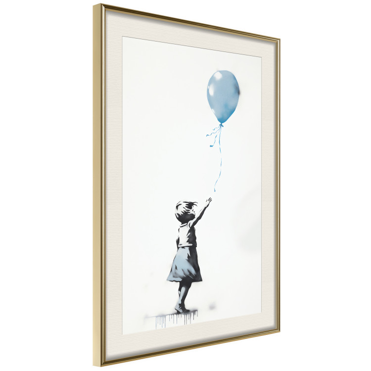 Wall Poster Blue Balloon - A Child’s Figure on Banksy-Style Graffiti 151764 additionalImage 10