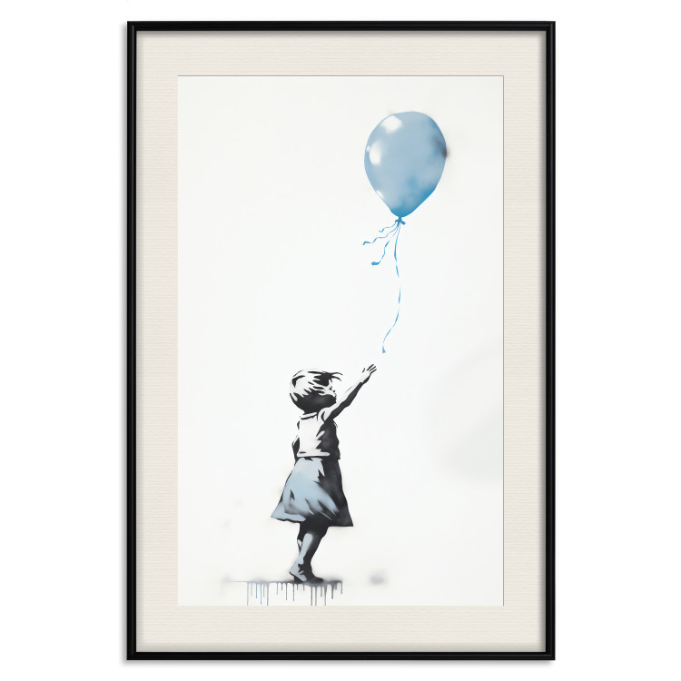 Wall Poster Blue Balloon - A Child’s Figure on Banksy-Style Graffiti 151764 additionalImage 20