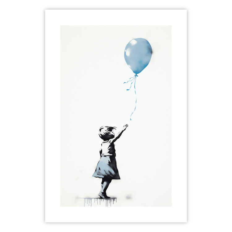 Wall Poster Blue Balloon - A Child’s Figure on Banksy-Style Graffiti 151764 additionalImage 24
