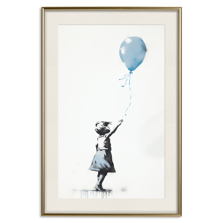 Wall Poster Blue Balloon - A Child’s Figure on Banksy-Style Graffiti 151764 additionalImage 23