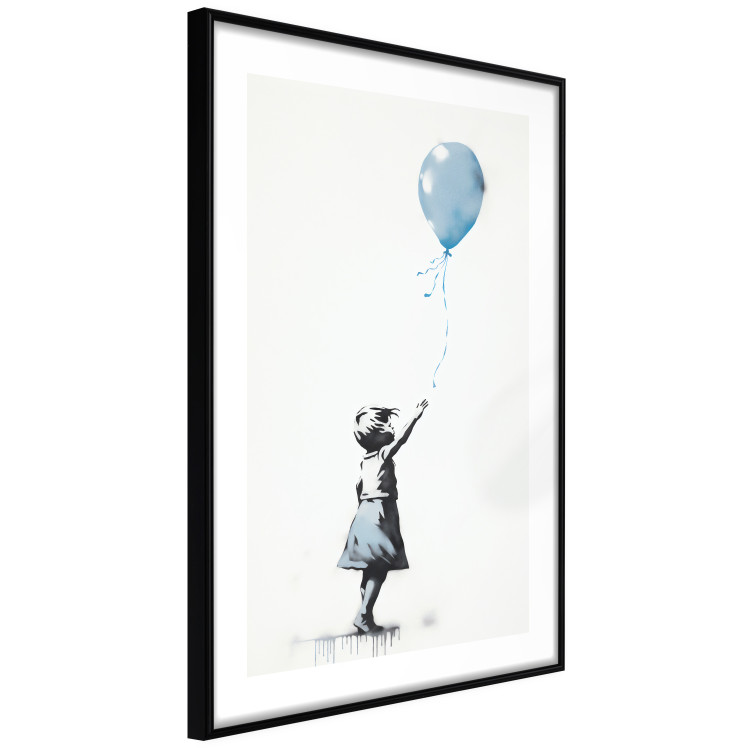 Wall Poster Blue Balloon - A Child’s Figure on Banksy-Style Graffiti 151764 additionalImage 4