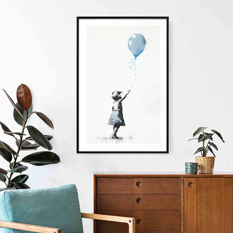 Wall Poster Blue Balloon - A Child’s Figure on Banksy-Style Graffiti 151764 additionalImage 14
