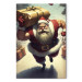 Canvas Art Print Christmas Madness - Muscular Santa Claus Carrying a Big Gift 151864