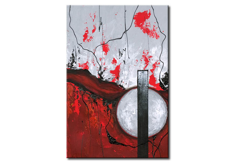 Canvas Print Fire and Ice III (1-piece) - Red abstraction on a gray background 48064