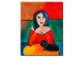 Canvas Print Lady with a black cat 49164