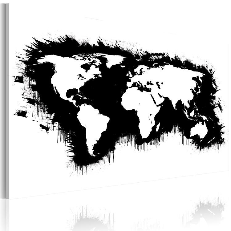 Canvas Art Print Monochromatic map of the World 55364 additionalImage 2