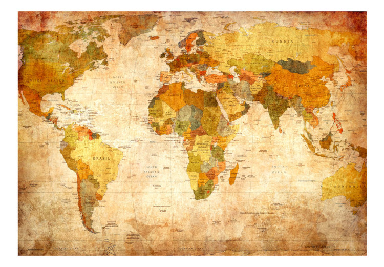 Photo Wallpaper World Map - map with country and capital labels in a retro style 59964 additionalImage 1