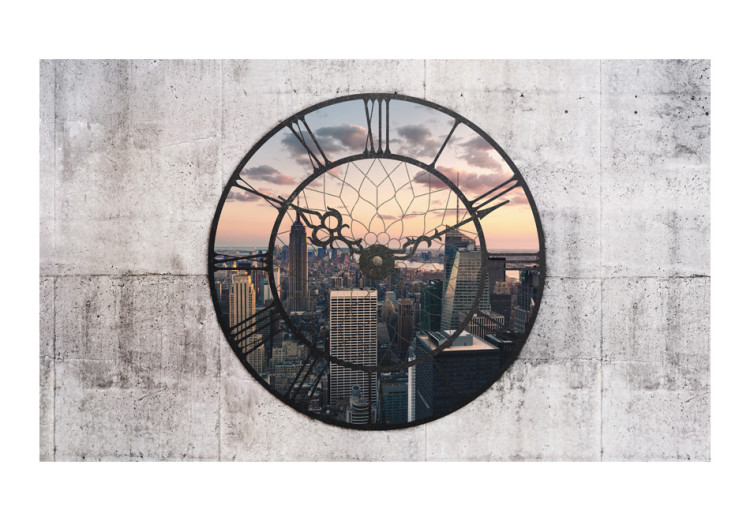 Photo Wallpaper New York in a Clock Face - View from a Window with Skyscrapers in the Background 61564 additionalImage 1