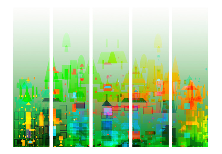 Folding Screen Abstract City II - abstract green city architecture 95364 additionalImage 3