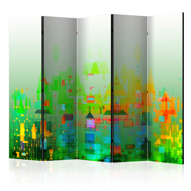 Folding Screen Abstract City II - abstract green city architecture 95364