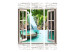 Room Divider Screen Thai Paradise - window on a stone texture overlooking water and mountains 95964 additionalThumb 3