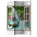 Room Divider Screen Thai Paradise - window on a stone texture overlooking water and mountains 95964