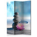 Folding Screen Zen Garden - stones with plants in a Zen style on sand and a blue background 96064