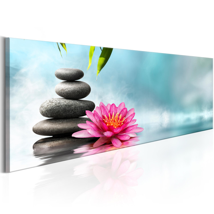 Canvas Print Water Lily and Spa Stones - Oriental Nature on Blue Background 97464 additionalImage 2