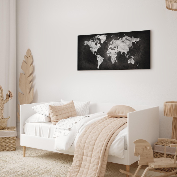 Canvas Art Print Two-Color World (1-part) Wide - Black and White World Map 107574 additionalImage 4