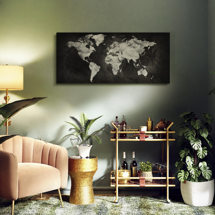 Canvas Art Print Two-Color World (1-part) Wide - Black and White World Map 107574 additionalImage 3