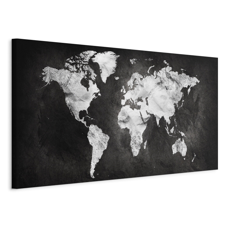 Canvas Art Print Two-Color World (1-part) Wide - Black and White World Map 107574 additionalImage 2