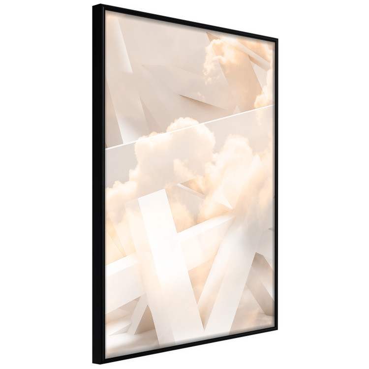 Wall Poster Abstraction with Clouds - White geometric letters and dense clouds in the background 114374 additionalImage 10