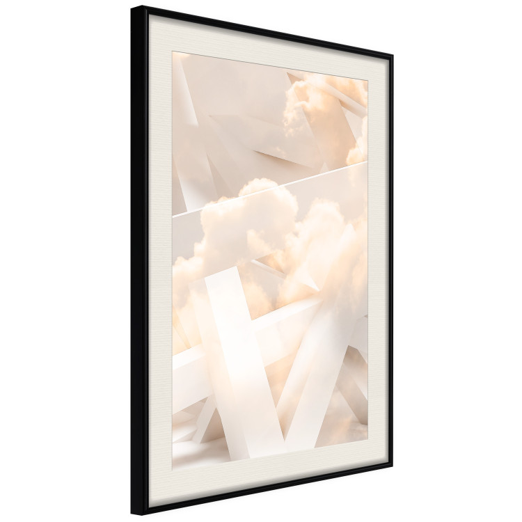 Wall Poster Abstraction with Clouds - White geometric letters and dense clouds in the background 114374 additionalImage 3