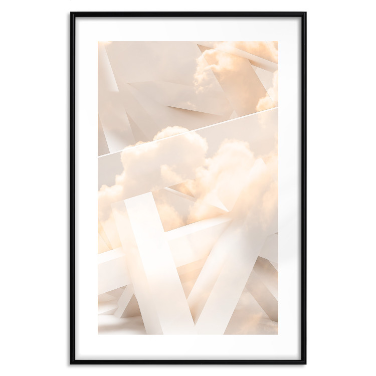 Wall Poster Abstraction with Clouds - White geometric letters and dense clouds in the background 114374 additionalImage 15