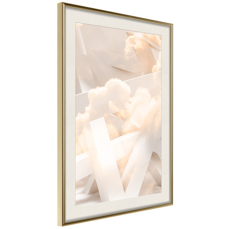 Wall Poster Abstraction with Clouds - White geometric letters and dense clouds in the background 114374 additionalImage 2
