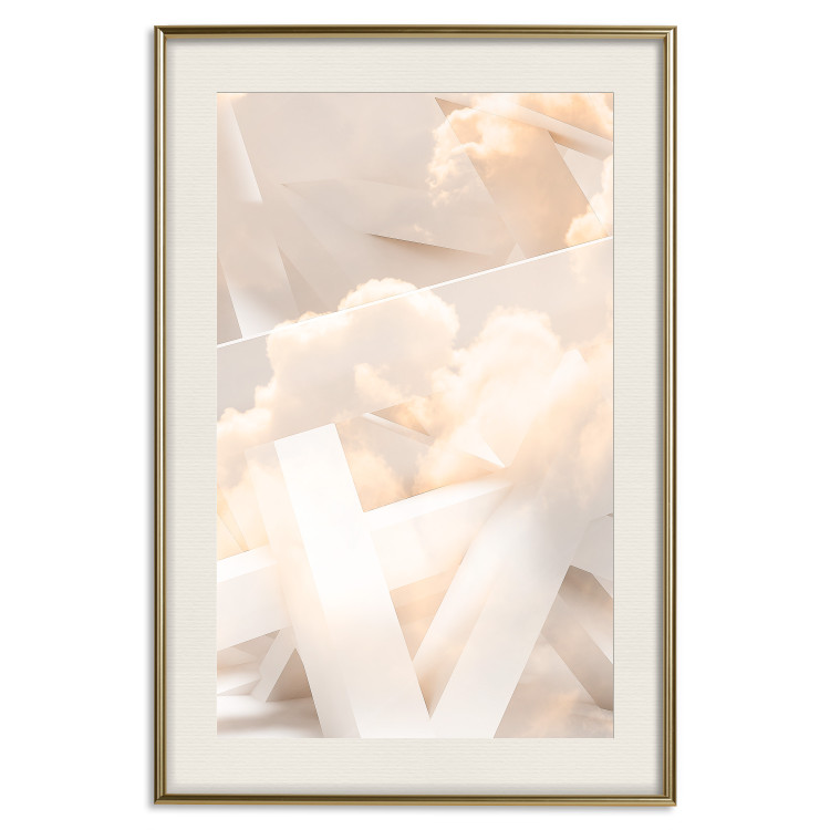 Wall Poster Abstraction with Clouds - White geometric letters and dense clouds in the background 114374 additionalImage 19