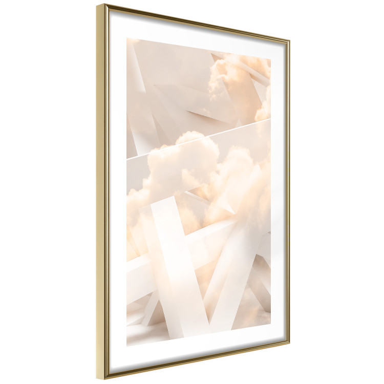 Wall Poster Abstraction with Clouds - White geometric letters and dense clouds in the background 114374 additionalImage 6