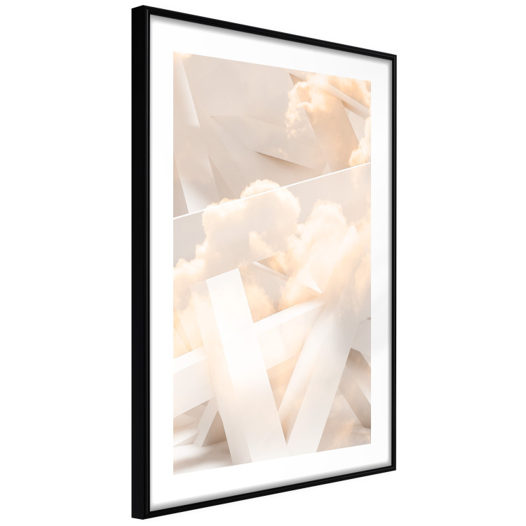Wall Poster Abstraction with Clouds - White geometric letters and dense clouds in the background 114374 additionalImage 11