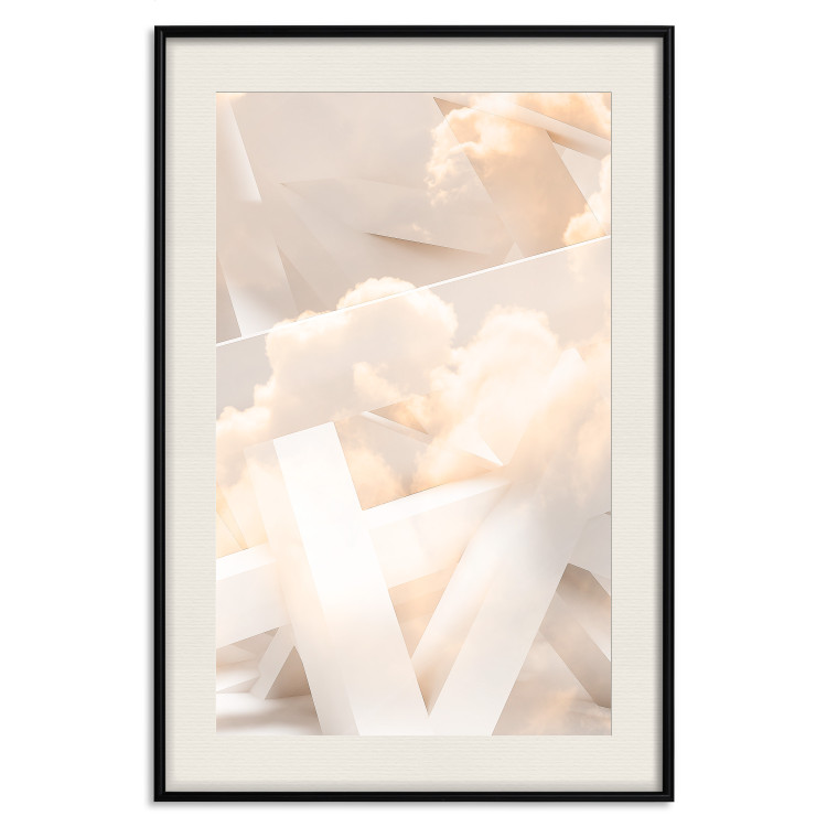 Wall Poster Abstraction with Clouds - White geometric letters and dense clouds in the background 114374 additionalImage 18