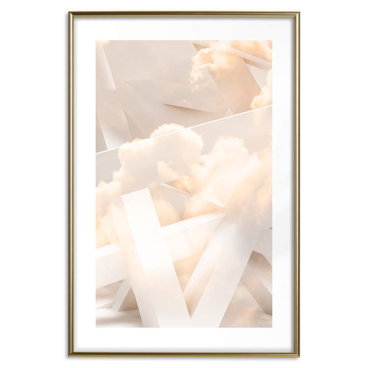 Wall Poster Abstraction with Clouds - White geometric letters and dense clouds in the background 114374 additionalImage 16