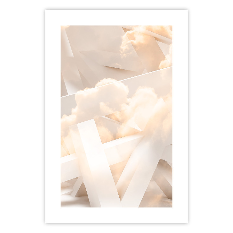 Wall Poster Abstraction with Clouds - White geometric letters and dense clouds in the background 114374 additionalImage 25