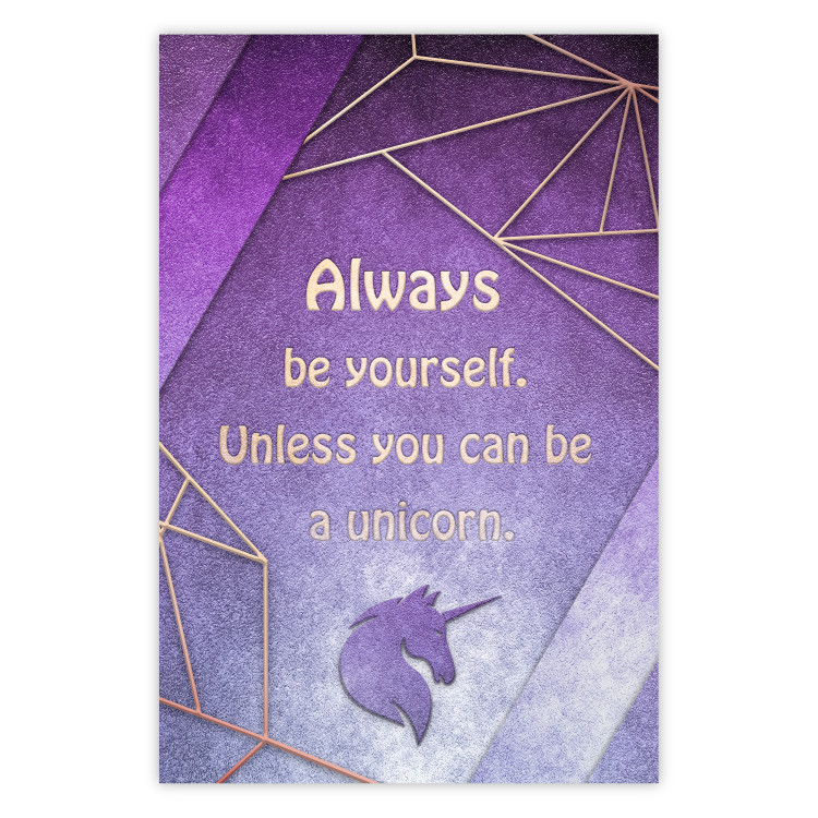 Poster Be Yourself - geometric purple composition with English text 114574