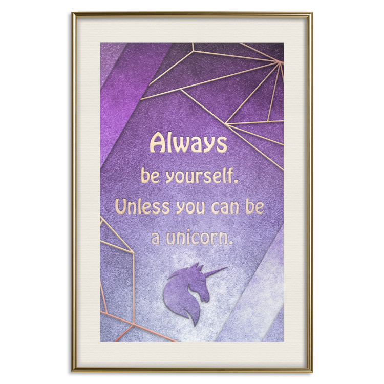 Poster Be Yourself - geometric purple composition with English text 114574 additionalImage 19