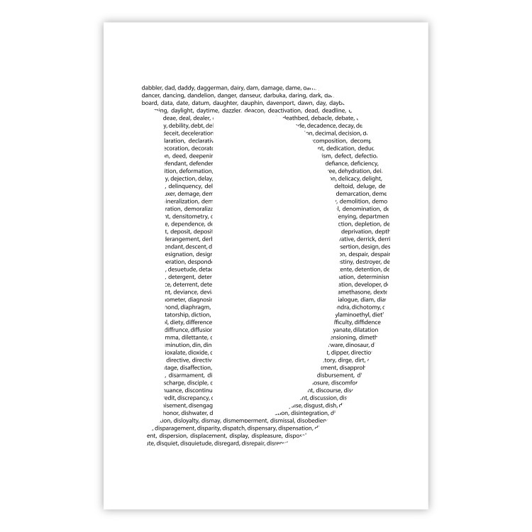 Wall Poster Letter D - black texts forming the shape of the fourth alphabet letter 114874