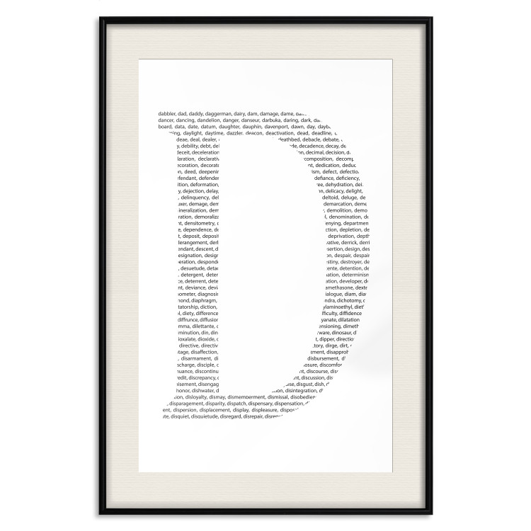 Wall Poster Letter D - black texts forming the shape of the fourth alphabet letter 114874 additionalImage 26