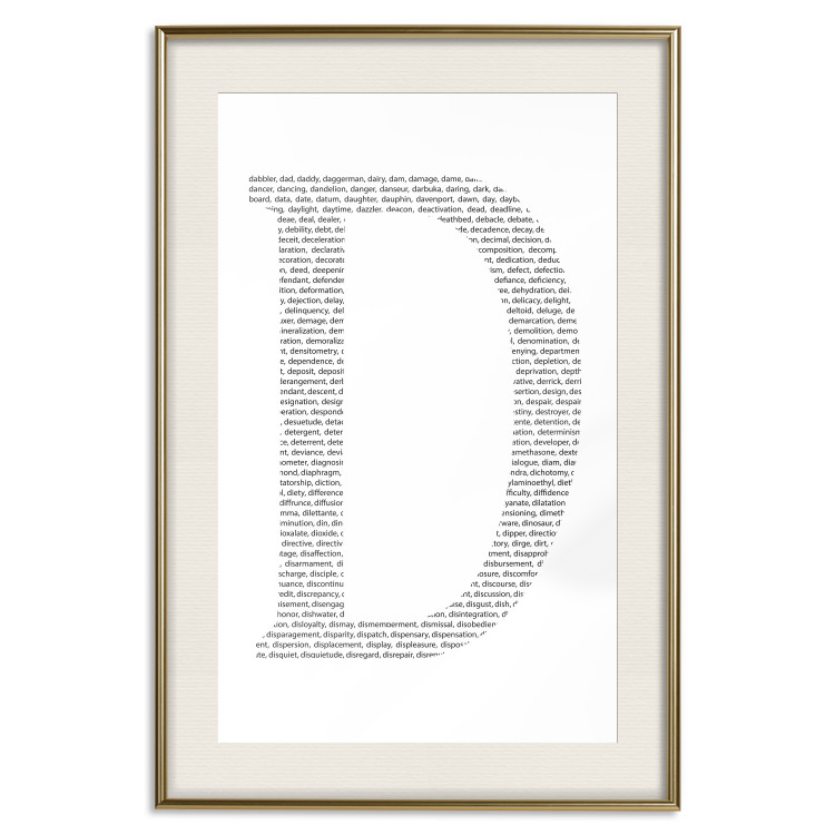 Wall Poster Letter D - black texts forming the shape of the fourth alphabet letter 114874 additionalImage 27