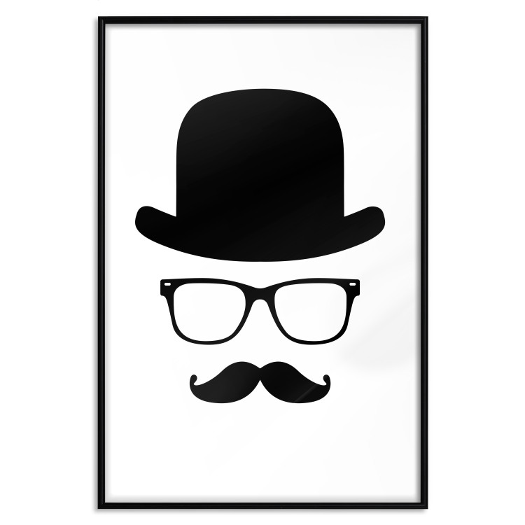 Wall Poster Retro mustache - black and white composition with a bearded man in a hat 115074 additionalImage 18