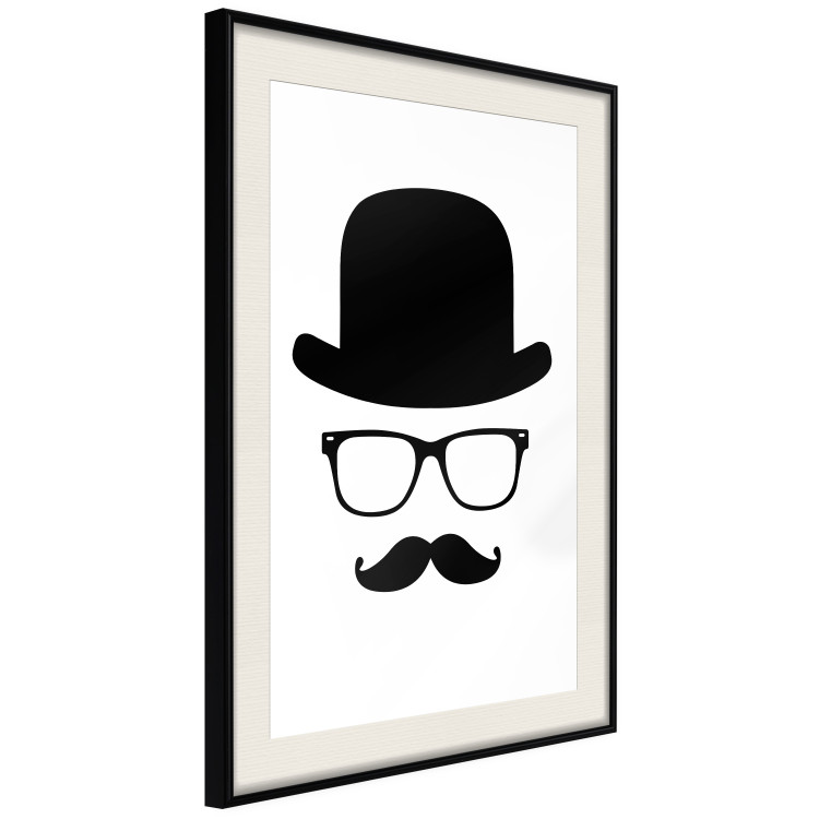 Wall Poster Retro mustache - black and white composition with a bearded man in a hat 115074 additionalImage 14