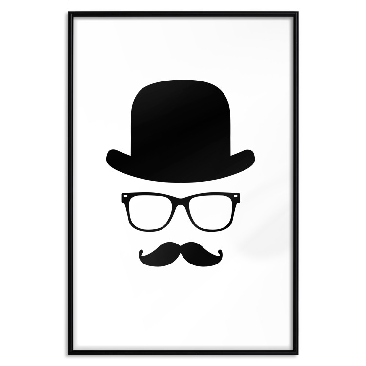 Wall Poster Retro mustache - black and white composition with a bearded man in a hat 115074 additionalImage 15