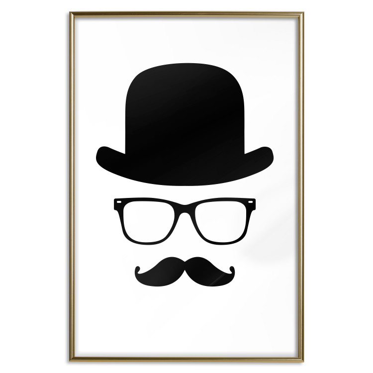 Wall Poster Retro mustache - black and white composition with a bearded man in a hat 115074 additionalImage 16