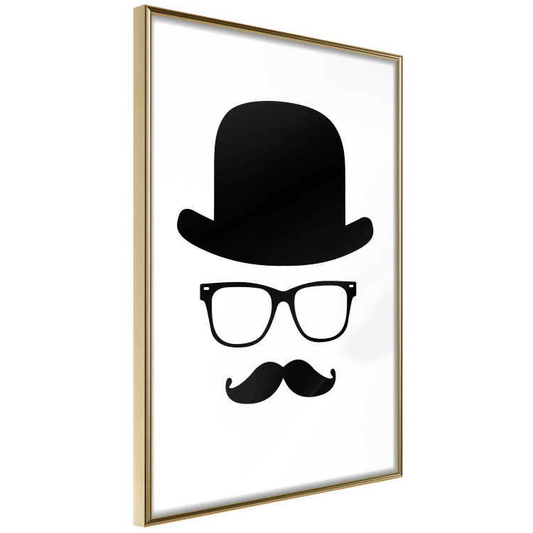 Wall Poster Retro mustache - black and white composition with a bearded man in a hat 115074 additionalImage 11